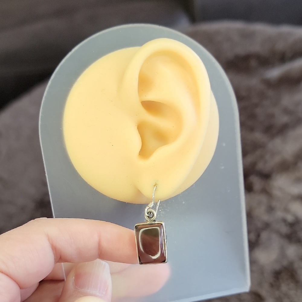 Smoky Quartz Sterling Silver Rectangular Earrings - image 1